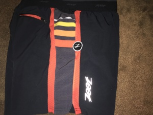 Zoot Running shorts with compression liner.